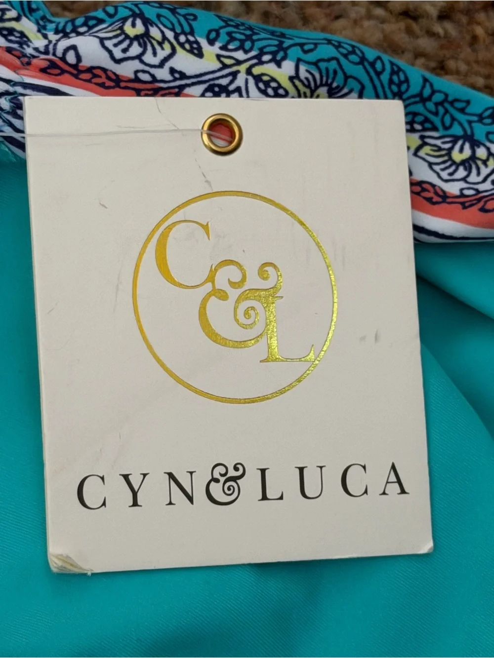 NWT - Cyn & Luca  Junior Girls M - Turquoise Patterned Two-Piece Swimsuit Bikini